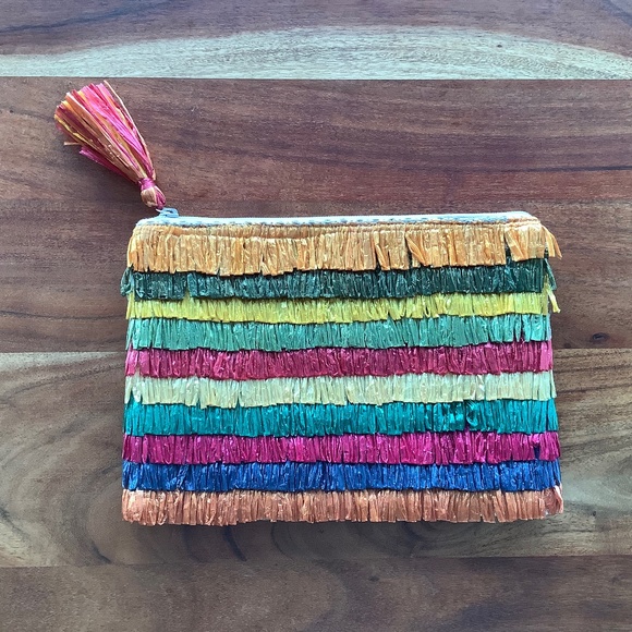 NWOT OYSHO rainbow raffia cotton clutch or tablet case - Picture 7 of 7